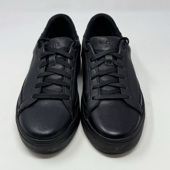 Kizik Vegas Sneakers Womens 7 Triple Black Leather Handsfree Lace Up Shoes - Picture 5 of 16